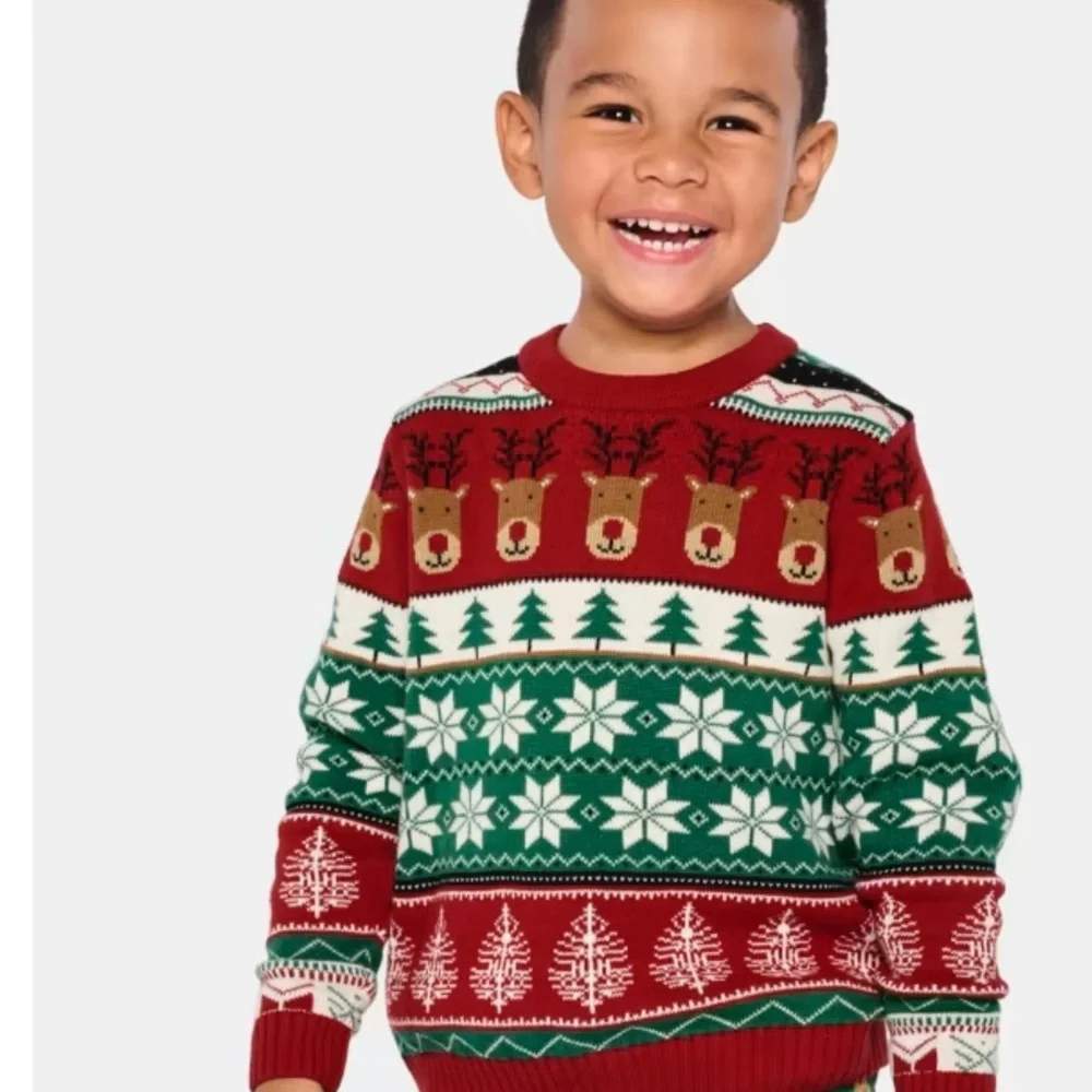 Boys Gymboree 5T Christmas Sweater W/reindeer,‎ Trees, Snowflakes